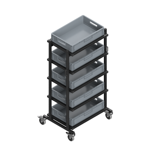 [00009606] Carrello con Contenitore Euro 60x40x12 Nero
